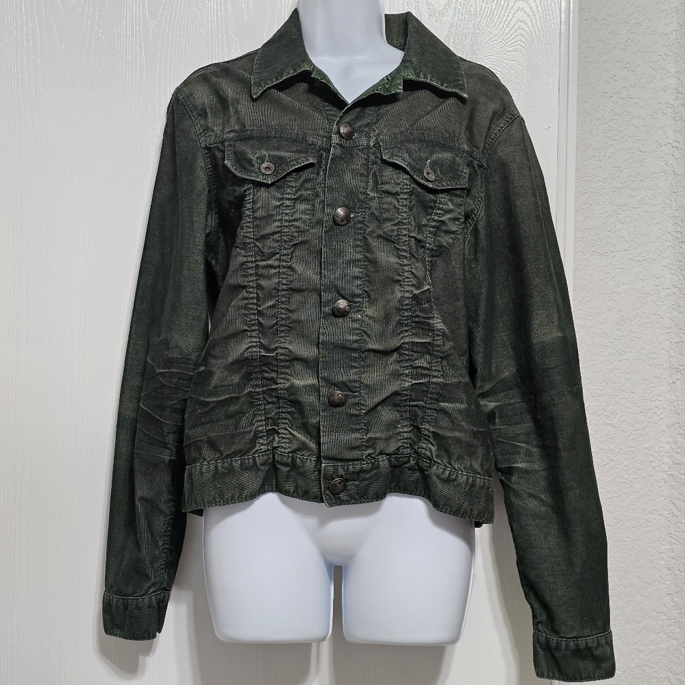 Stitch's Distressed Dark Green Corduroy Jacket Size S